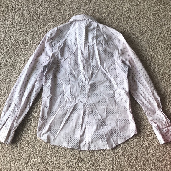 White with black polka dot Button up blouse - Picture 3 of 4